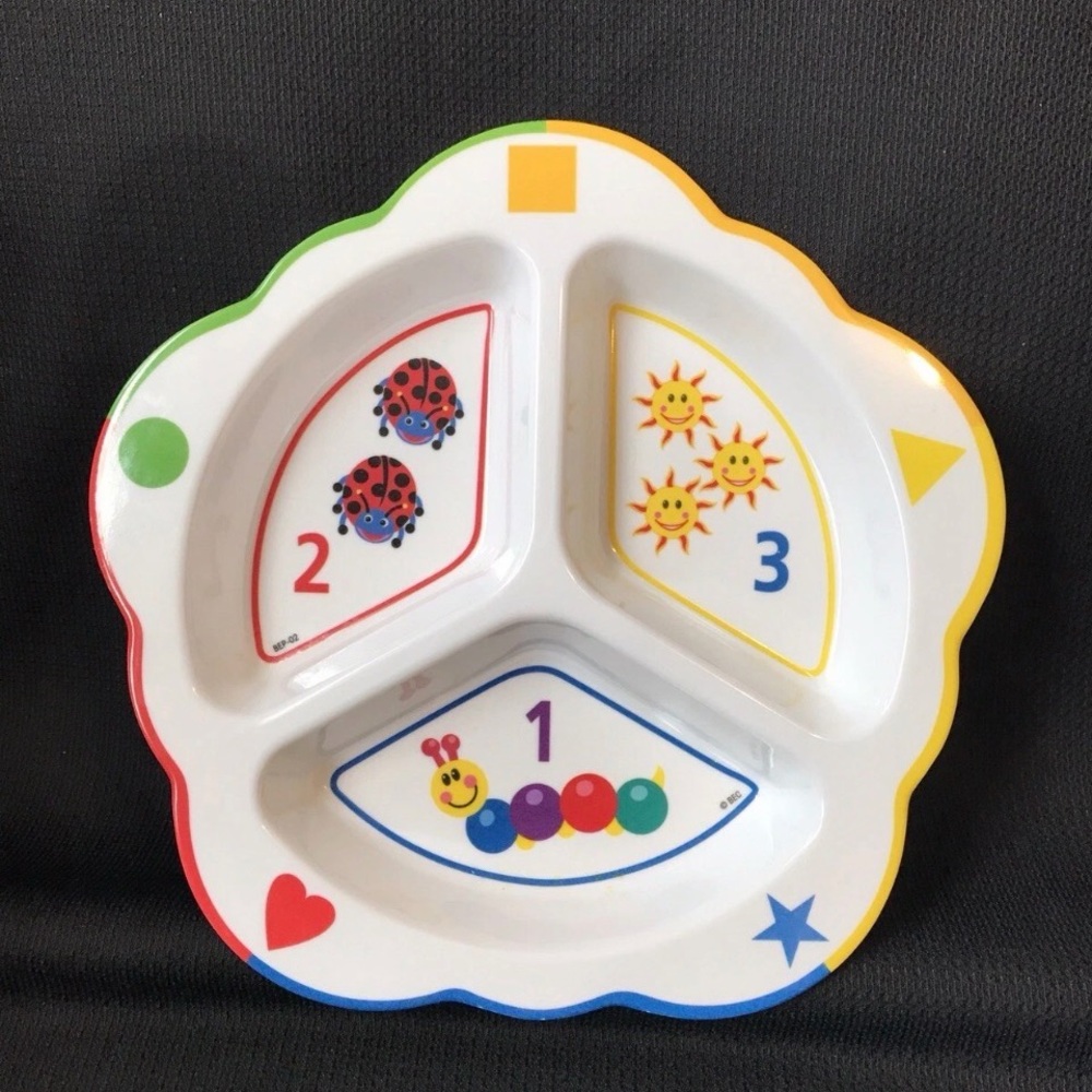 Playtex Einstein 
Melamine Baby Plate
3-Section Divided Plate 
Colors Numbers